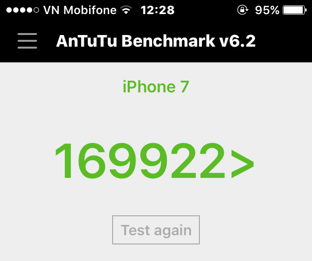 Điểm Antutu Benchmark trên chiếc điện thoại iPhone 7